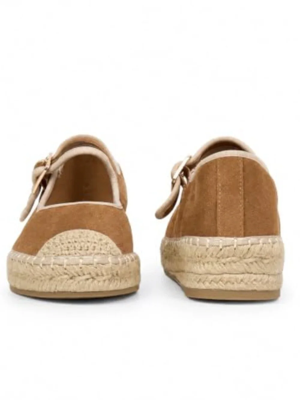 Mary Jane Espadrilles Platform Flats Woven Outsole Round Toe Buckle